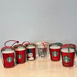 Set of 6 Starbucks Festive ceramic Christmas Ornament Collection NWT